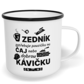 Hrnek plecháček s potiskem na míru - Zedník a pauzička