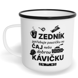 Hrnek plecháček s potiskem na míru - Zedník a pauzička