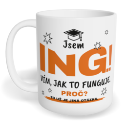 Hrnek klasický malý s vlastním potiskem - Jsem Ing.