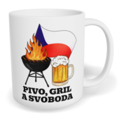 Hrnek klasický malý s vlastním potiskem - Pivo, gril a svoboda