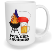 Hrnek klasický velký s vlastním potiskem - Pivo, gril a svoboda