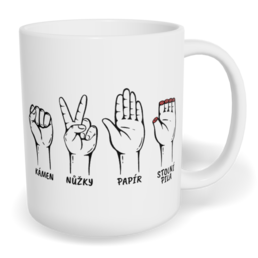 Hrnek klasický malý s vlastním potiskem - Kámen, nůžky, papír
