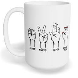 Hrnek klasický velký s vlastním potiskem - Kámen, nůžky, papír