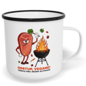 Hrnek plecháček s potiskem na míru - Odstup, vegane