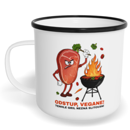 Hrnek plecháček s potiskem na míru - Odstup, vegane