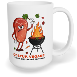 Hrnek klasický velký s vlastním potiskem - Odstup, vegane