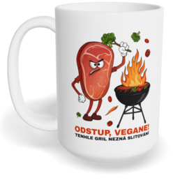 Hrnek klasický velký s vlastním potiskem - Odstup, vegane