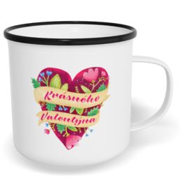 Hrnek plecháček s potiskem na míru - Krásného Valentýna