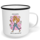 Hrnek plecháček s potiskem na míru - Jsem blondýna, jasně, že jsem úplně blbá