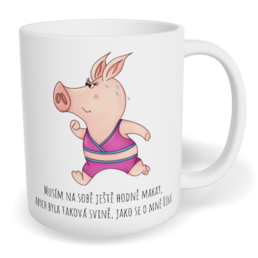 Hrnek klasický malý s vlastním potiskem - Musím na sobě ještě hodně makat, žena
