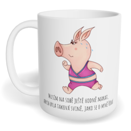 Hrnek klasický malý s vlastním potiskem - Musím na sobě ještě hodně makat, žena