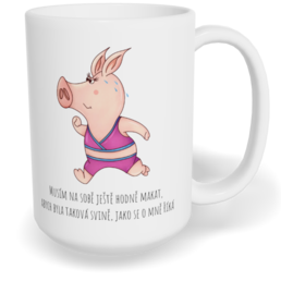 Hrnek klasický velký s vlastním potiskem - Musím na sobě ještě hodně makat, žena