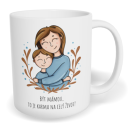 Hrnek klasický malý s vlastním potiskem - To je karma, kluk