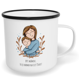 Hrnek plecháček s potiskem na míru - To je karma, kluk