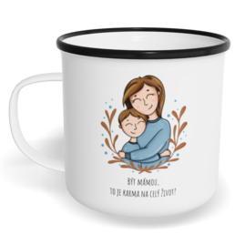 Hrnek plecháček s potiskem na míru - To je karma, kluk