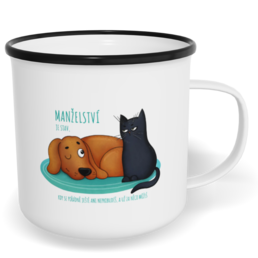 Hrnek plecháček s potiskem na míru - Manželství je stav