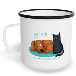 Hrnek plecháček s potiskem na míru - Manželství je stav