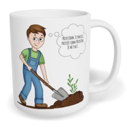 Hrnek klasický malý s vlastním potiskem - Předstírám, že pracuji, muž