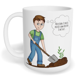 Hrnek klasický malý s vlastním potiskem - Předstírám, že pracuji, muž