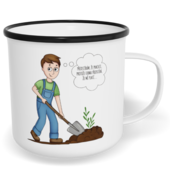 Hrnek plecháček s potiskem na míru - Předstírám, že pracuji, muž