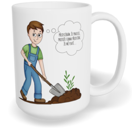 Hrnek klasický velký s vlastním potiskem - Předstírám, že pracuji, muž