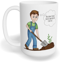 Hrnek klasický velký s vlastním potiskem - Předstírám, že pracuji, muž