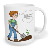 Hrnek klasický malý s vlastním potiskem - Předstírám, že pracuji, žena