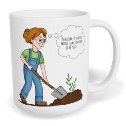 Hrnek klasický malý s vlastním potiskem - Předstírám, že pracuji, žena