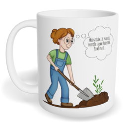 Hrnek klasický malý s vlastním potiskem - Předstírám, že pracuji, žena