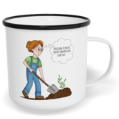 Hrnek plecháček s potiskem na míru - Předstírám, že pracuji, žena