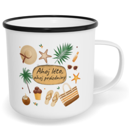 Hrnek plecháček s potiskem na míru - Ahoj léto, ahoj prázdniny