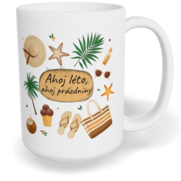 Hrnek klasický velký s vlastním potiskem - Ahoj léto, ahoj prázdniny