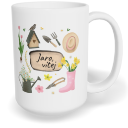 Hrnek klasický velký s vlastním potiskem - Jaro, vítej