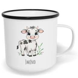 Hrnek plecháček s potiskem na míru - Kráva