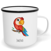 Hrnek plecháček s potiskem na míru - Papoušek