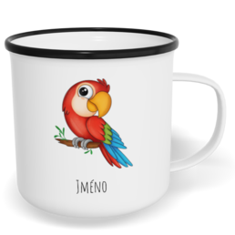 Hrnek plecháček s potiskem na míru - Papoušek