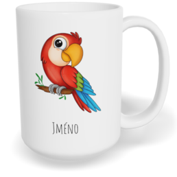 Hrnek klasický velký s vlastním potiskem - Papoušek