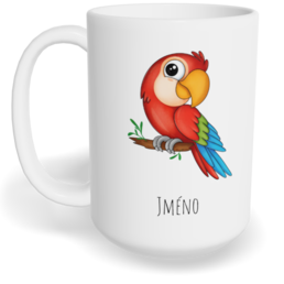 Hrnek klasický velký s vlastním potiskem - Papoušek