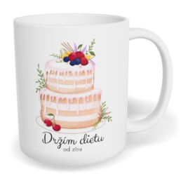 Hrnek klasický malý s vlastním potiskem - Držím dietu, od zítra