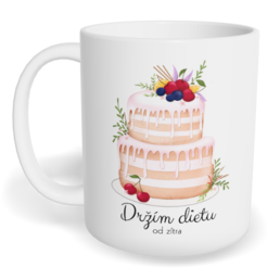 Hrnek klasický malý s vlastním potiskem - Držím dietu, od zítra