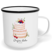 Hrnek plecháček s potiskem na míru - Držím dietu, od zítra