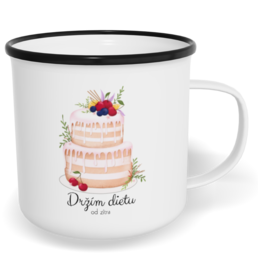 Hrnek plecháček s potiskem na míru - Držím dietu, od zítra