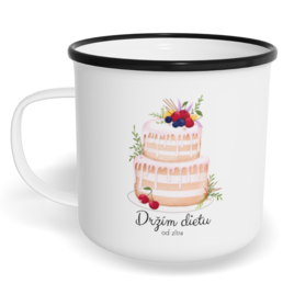 Hrnek plecháček s potiskem na míru - Držím dietu, od zítra
