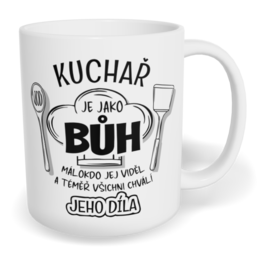 Hrnek klasický malý s vlastním potiskem - Kuchař je jako Bůh