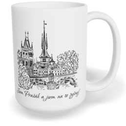 Hrnek klasický velký s vlastním potiskem - Jsem Pražák a jsem na to pyšnej