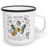 Hrnek plecháček s potiskem na míru - Pozitivní motýl