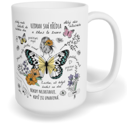 Hrnek klasický velký s vlastním potiskem - Pozitivní motýl