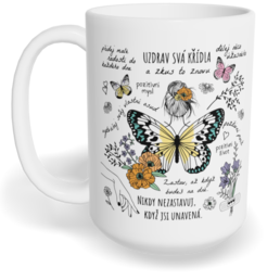 Hrnek klasický velký s vlastním potiskem - Pozitivní motýl