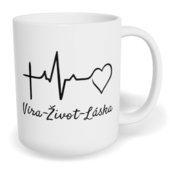 Hrnek klasický malý s vlastním potiskem - Víra, život, láska