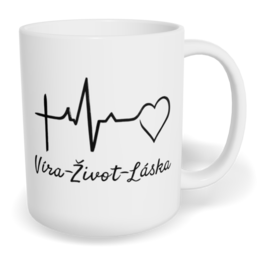 Hrnek klasický malý s vlastním potiskem - Víra, život, láska